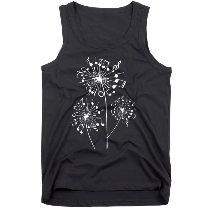 Funny Music Notes Gift For Men Women Cool Dandelion Flower Tank Top