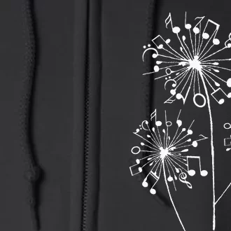 Funny Music Notes Gift For Men Women Cool Dandelion Flower Full Zip Hoodie