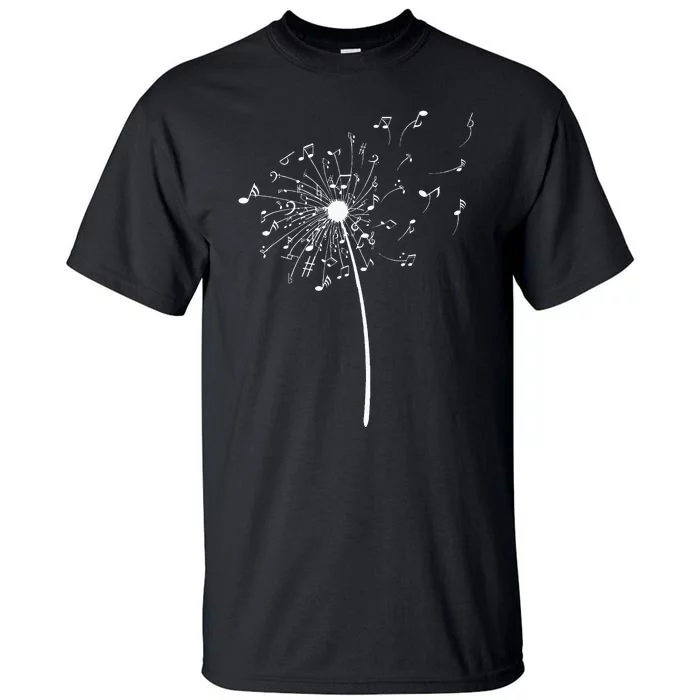 Funny Music Notes Gift For Men Women Cool Dandelion Flower Tall T-Shirt