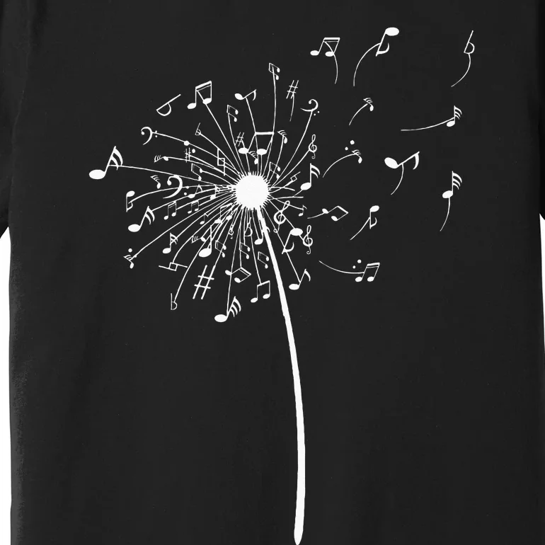 Funny Music Notes Gift For Men Women Cool Dandelion Flower Premium T-Shirt