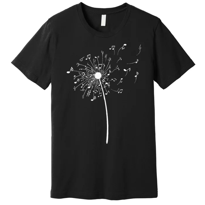 Funny Music Notes Gift For Men Women Cool Dandelion Flower Premium T-Shirt