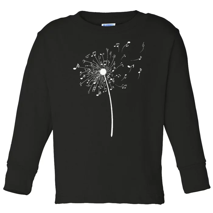 Funny Music Notes Gift For Men Women Cool Dandelion Flower Toddler Long Sleeve Shirt