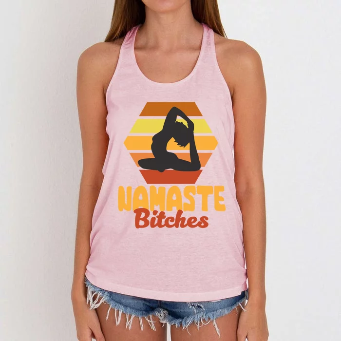 Funny Meditation Namaste Bitches For Yoga Lover Gift Women's Knotted Racerback Tank