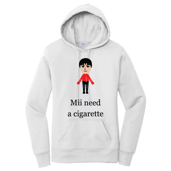 Funny Mii Need A Cigarette Women's Pullover Hoodie