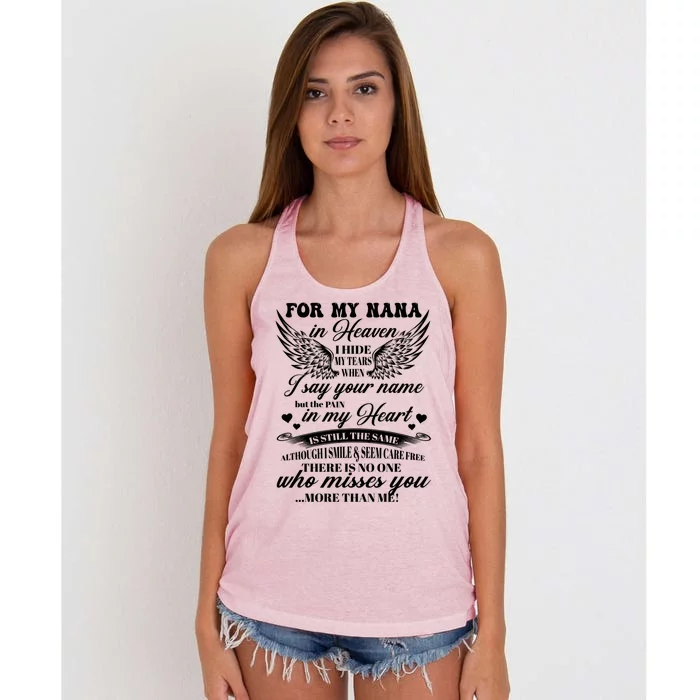 For My Nana In Heaven I Hide My Tears When I Say Your Name Gift Women's Knotted Racerback Tank