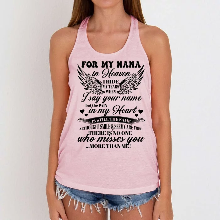 For My Nana In Heaven I Hide My Tears When I Say Your Name Gift Women's Knotted Racerback Tank