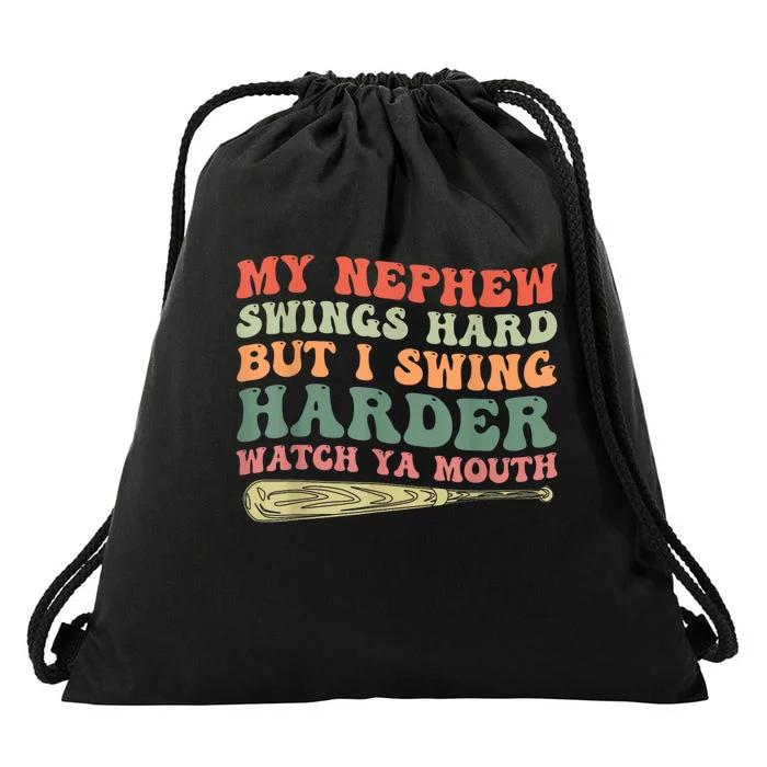 Funny My Nephew Swings Hard But I Swing Drawstring Bag