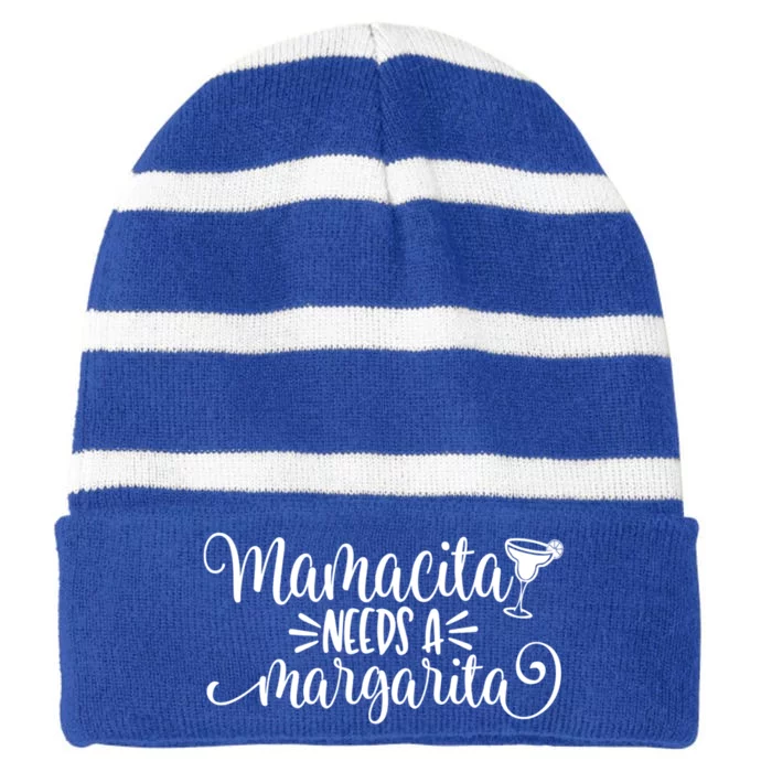 Funny Mamacita Needs A Margarita Gift Striped Beanie with Solid Band