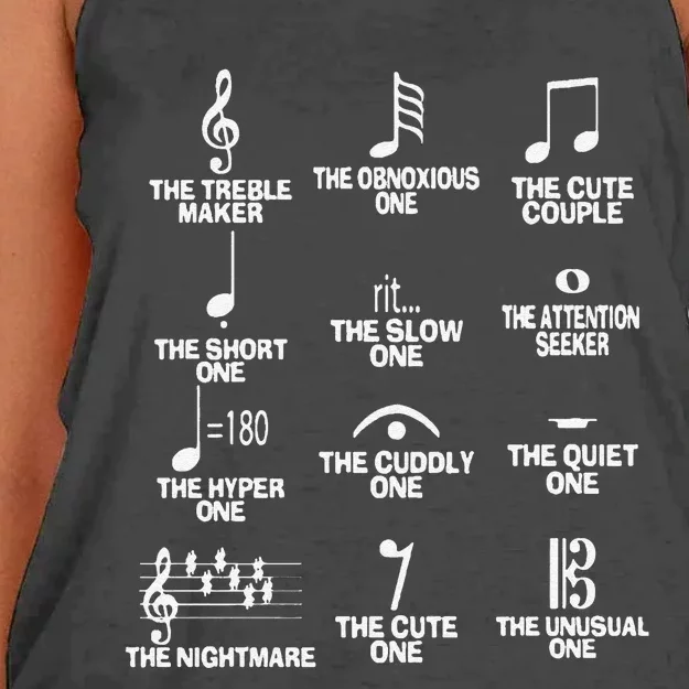 Funny Musical Notes Symbol Definition Humor Cute Christmas Gift Music Teacher Women's Knotted Racerback Tank