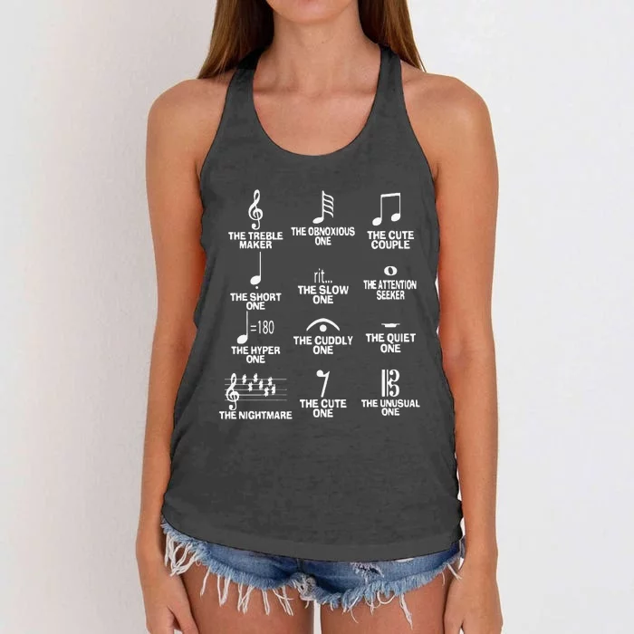 Funny Musical Notes Symbol Definition Humor Cute Christmas Gift Music Teacher Women's Knotted Racerback Tank