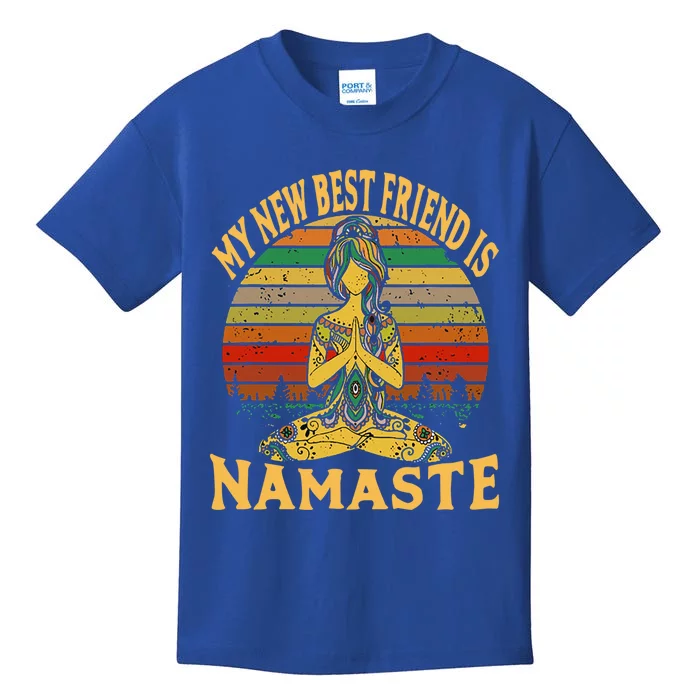 Funny My New Best Friend Is Namaste Yoga Addict Gift Kids T-Shirt