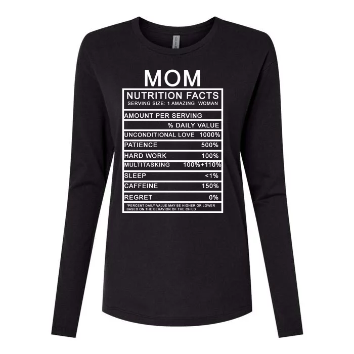 Funny Mom Nutrition Facts Womens Cotton Relaxed Long Sleeve T-Shirt