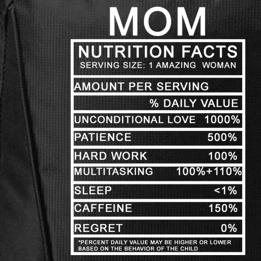 Funny Mom Nutrition Facts City Backpack