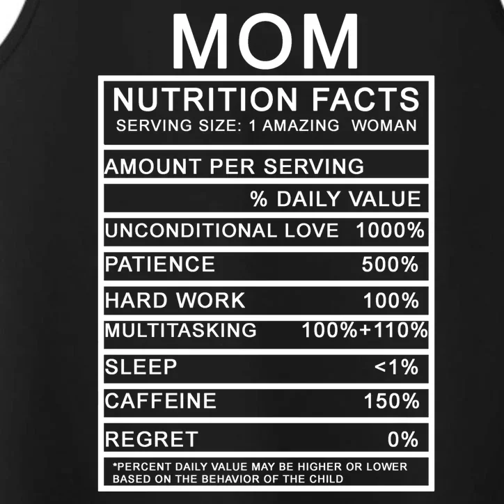 Funny Mom Nutrition Facts Performance Tank