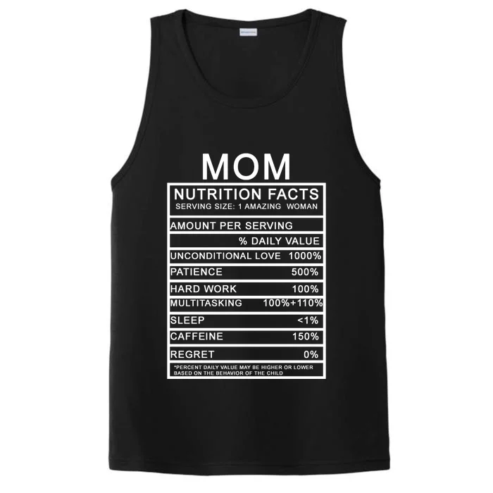 Funny Mom Nutrition Facts Performance Tank