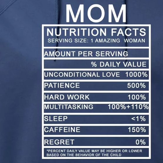 Funny Mom Nutrition Facts Performance Fleece Hoodie