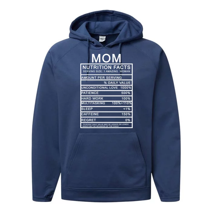 Funny Mom Nutrition Facts Performance Fleece Hoodie