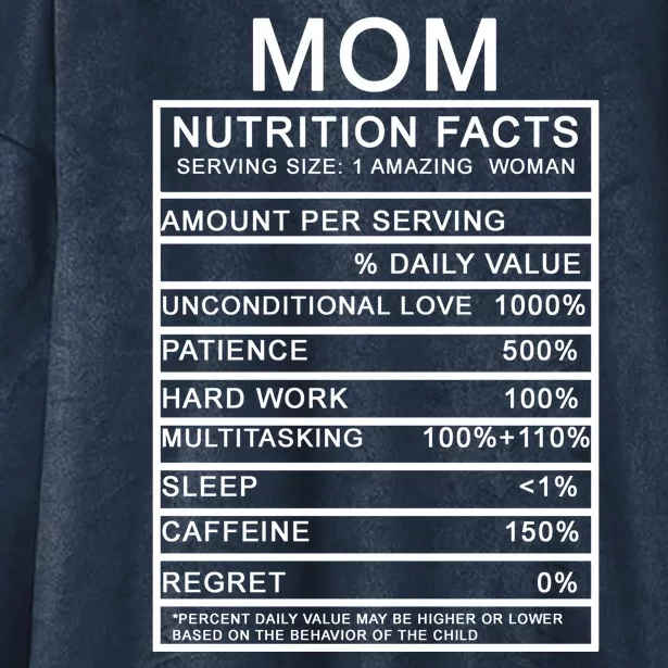 Funny Mom Nutrition Facts Hooded Wearable Blanket