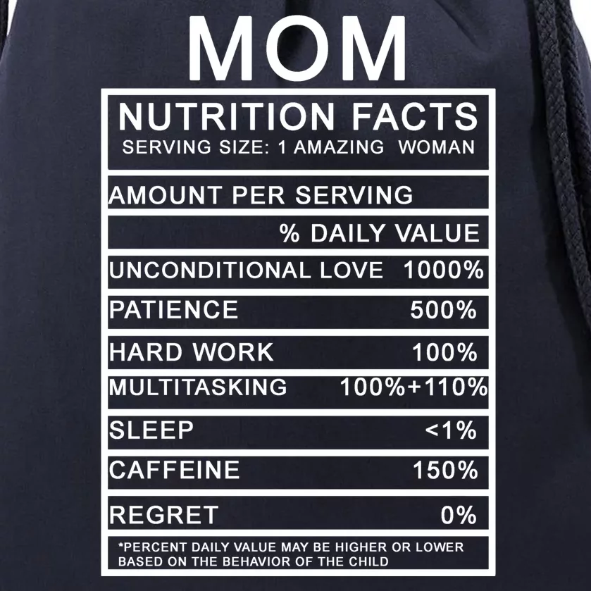 Funny Mom Nutrition Facts Drawstring Bag