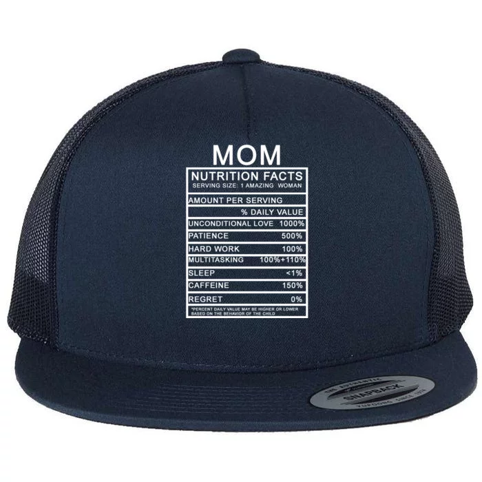 Funny Mom Nutrition Facts Flat Bill Trucker Hat