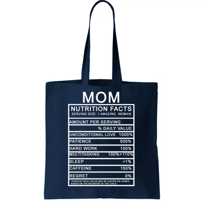 Funny Mom Nutrition Facts Tote Bag