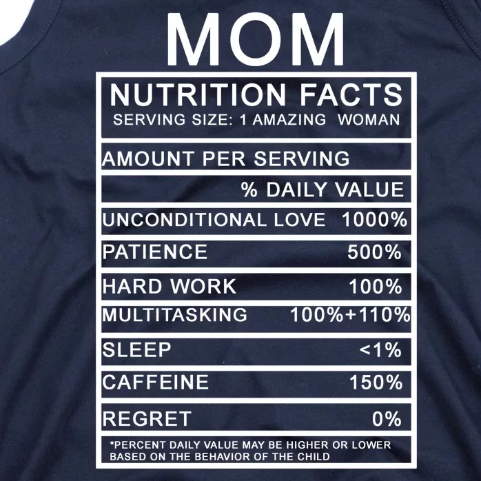 Funny Mom Nutrition Facts Tank Top