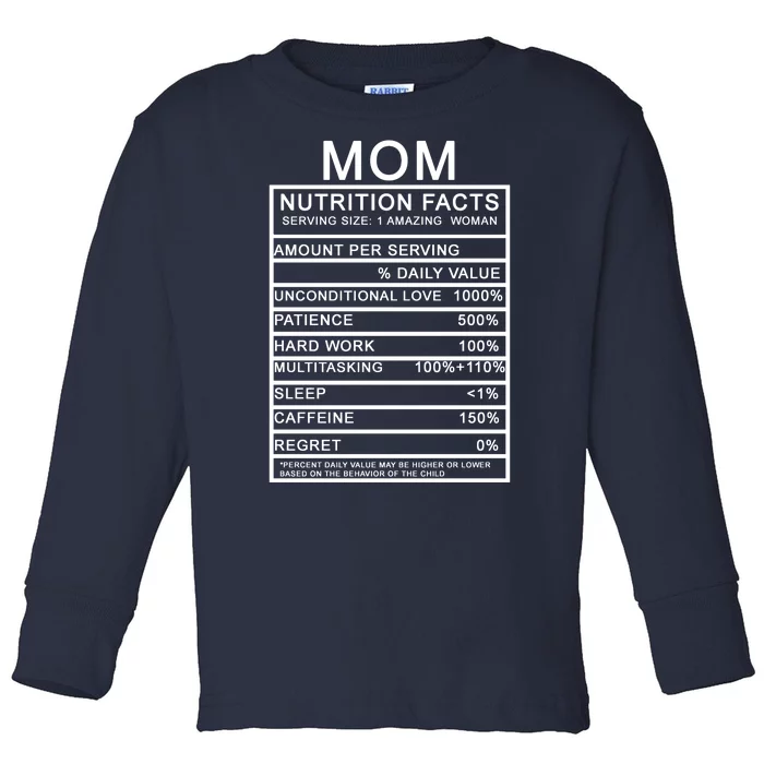 Funny Mom Nutrition Facts Toddler Long Sleeve Shirt