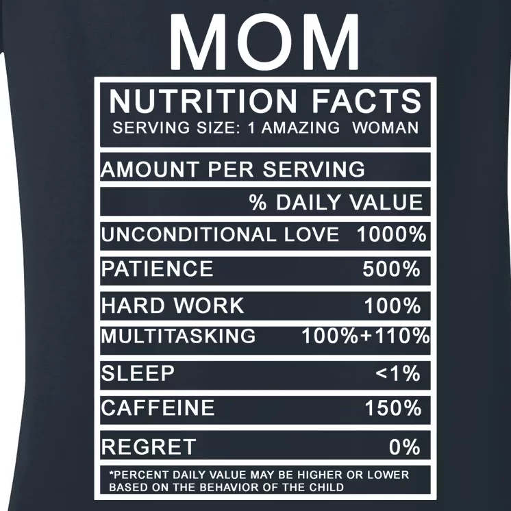 Funny Mom Nutrition Facts Women's V-Neck T-Shirt