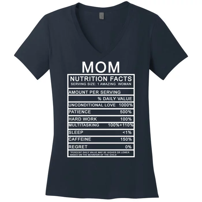 Funny Mom Nutrition Facts Women's V-Neck T-Shirt