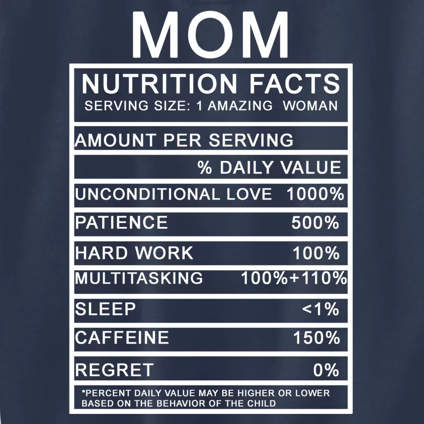 Funny Mom Nutrition Facts Kids Sweatshirt