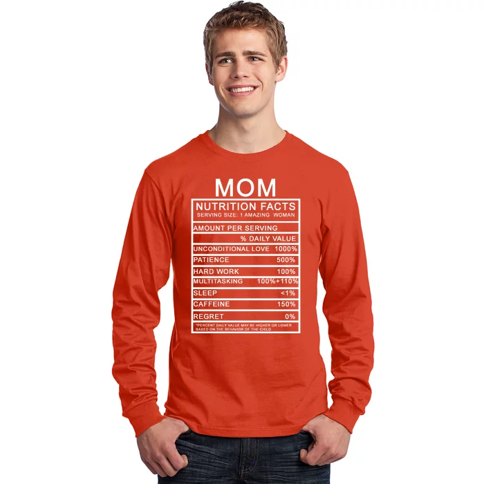 Funny Mom Nutrition Facts Long Sleeve Shirt