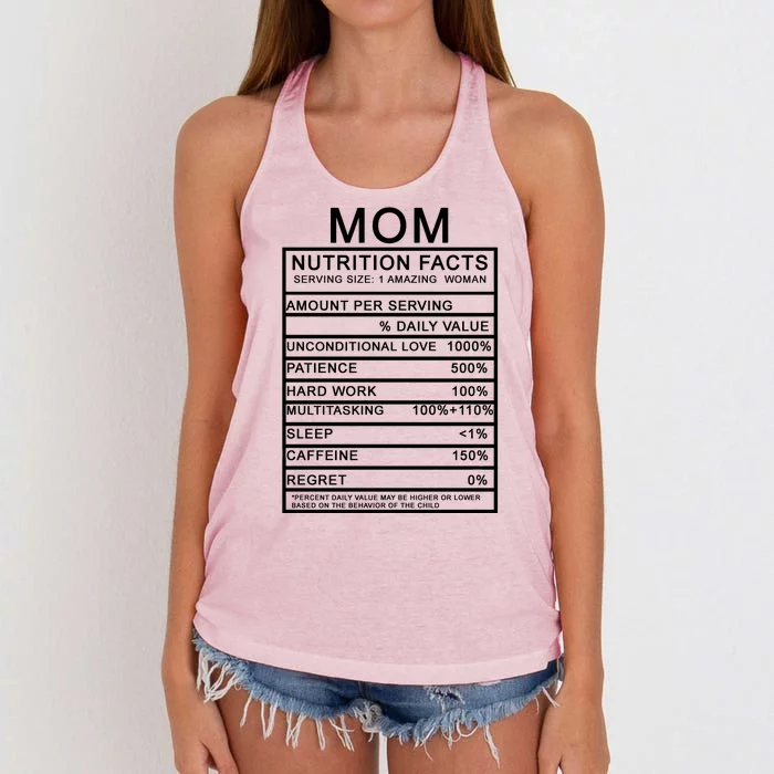 Funny Mom Nutrition Facts Women's Knotted Racerback Tank