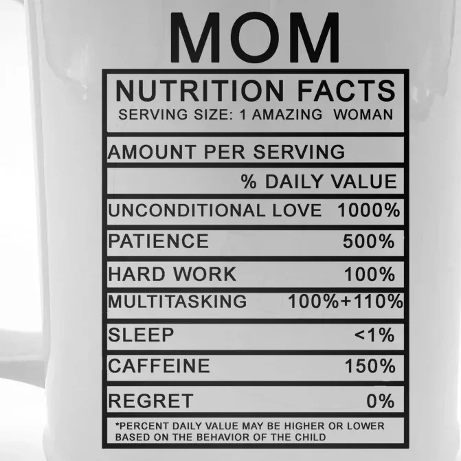 Funny Mom Nutrition Facts Front & Back Beer Stein