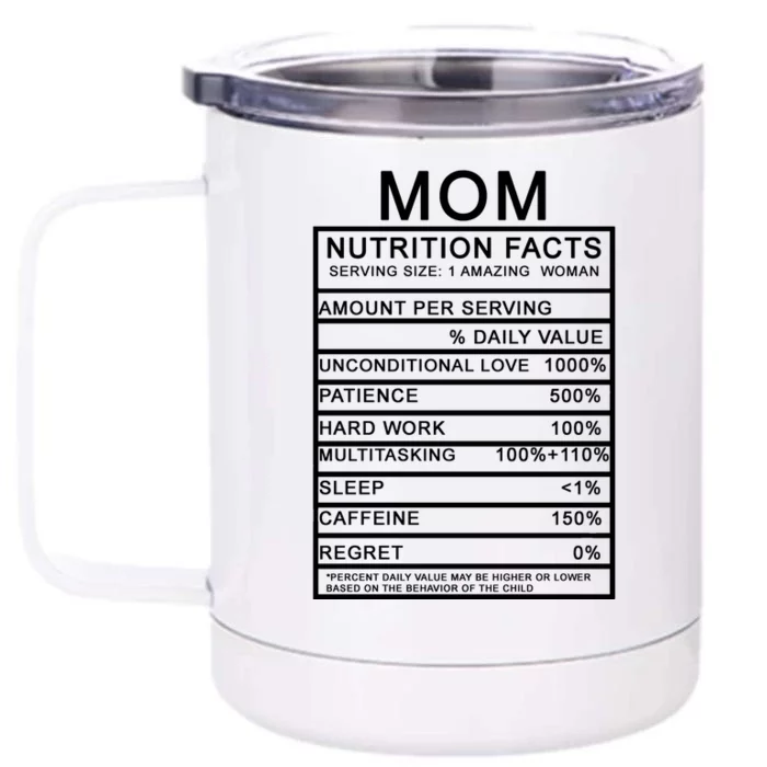 Funny Mom Nutrition Facts Front & Back 12oz Stainless Steel Tumbler Cup