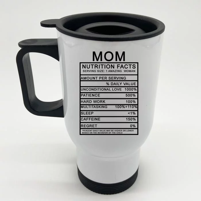 Funny Mom Nutrition Facts Front & Back Stainless Steel Travel Mug