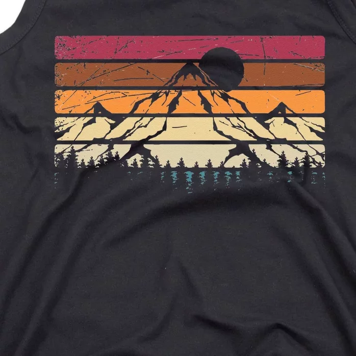 Forest Mountain Outdoors Nature Wildlife Trees Retro Hiking Tank Top