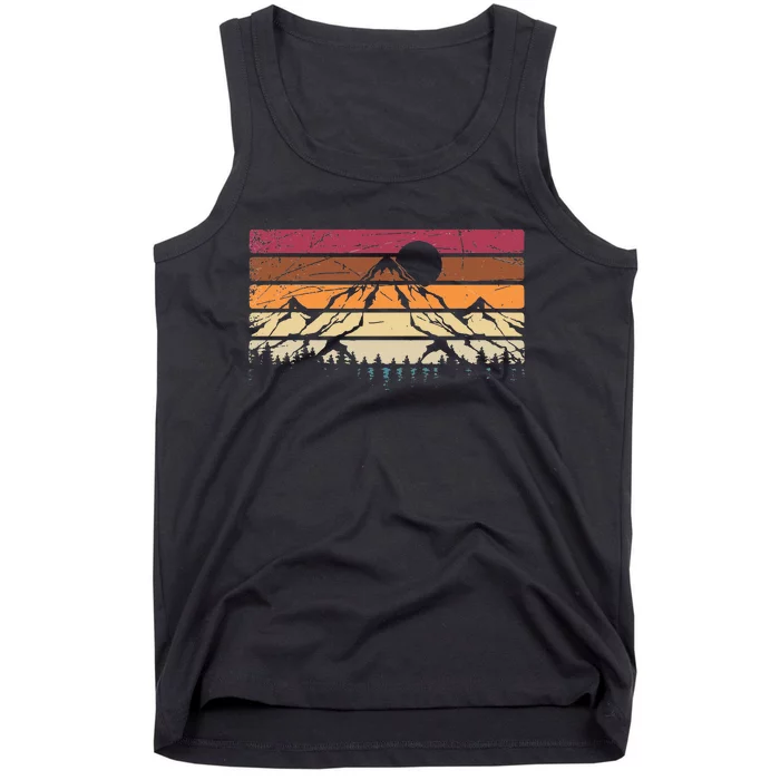 Forest Mountain Outdoors Nature Wildlife Trees Retro Hiking Tank Top