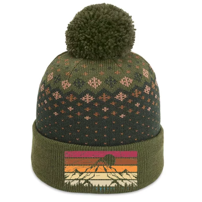 Forest Mountain Outdoors Nature Wildlife Trees Retro Hiking The Baniff Cuffed Pom Beanie