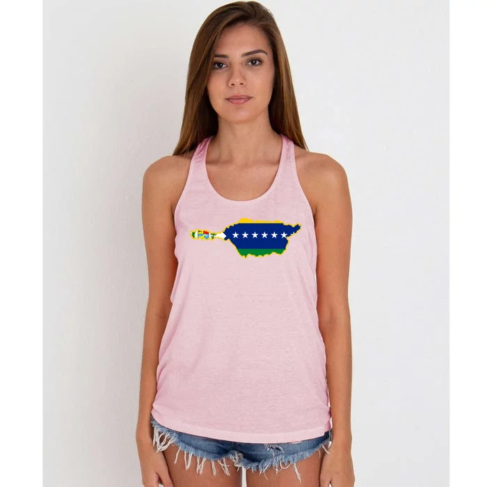 Flag Map Of Apure State Of Venezuela Gift Women's Knotted Racerback Tank