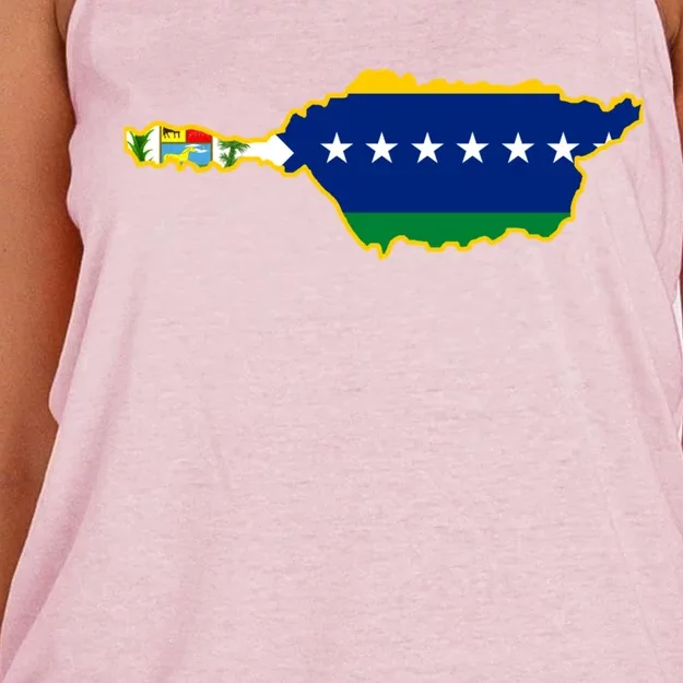 Flag Map Of Apure State Of Venezuela Gift Women's Knotted Racerback Tank