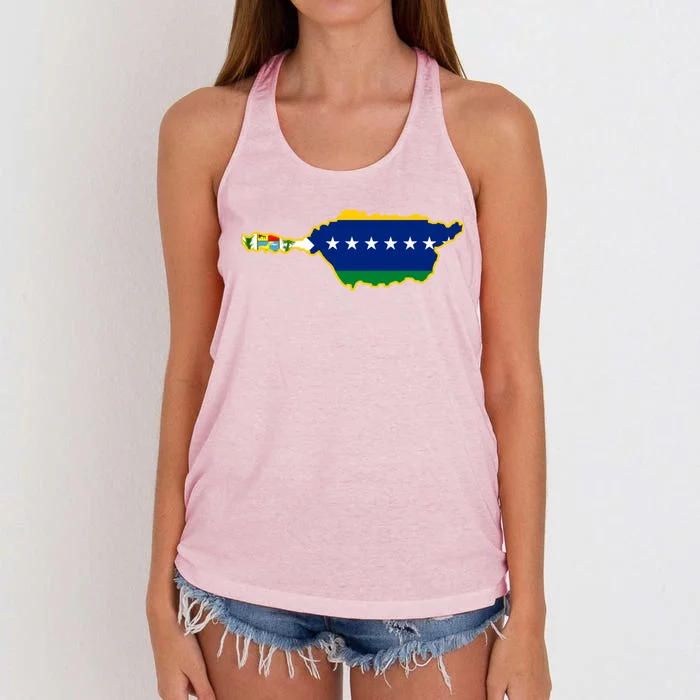 Flag Map Of Apure State Of Venezuela Gift Women's Knotted Racerback Tank