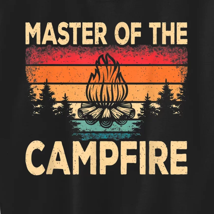 Funny Master Of The Campfire Camper Outdoorlife Camping Kids Sweatshirt