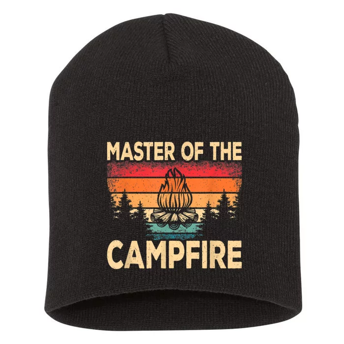 Funny Master Of The Campfire Camper Outdoorlife Camping Short Acrylic Beanie