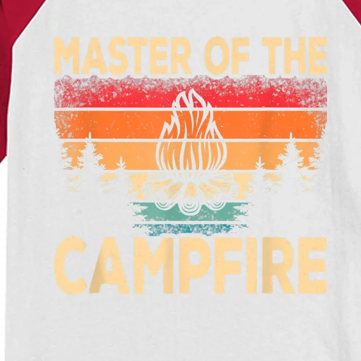 Funny Master Of The Campfire Camper Outdoorlife Camping Kids Colorblock Raglan Jersey