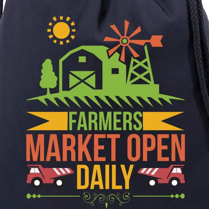 Farmers Market Open Daily Drawstring Bag