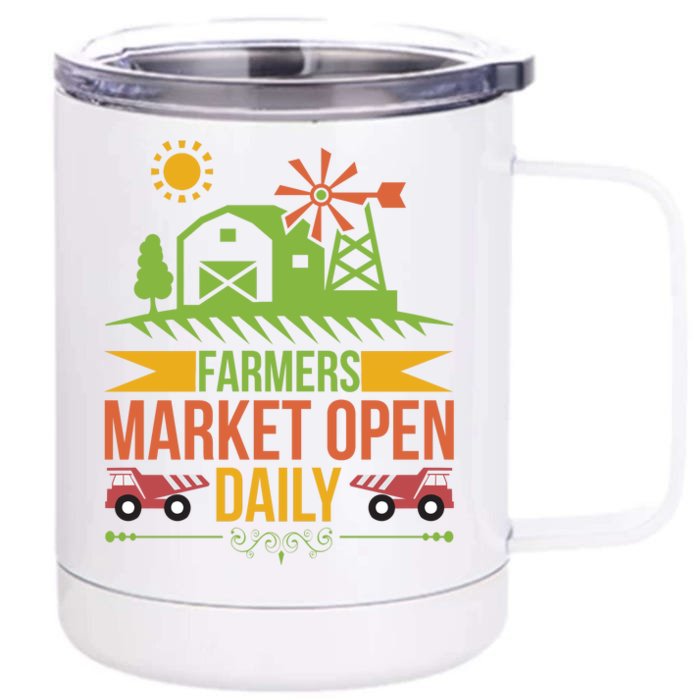 Farmers Market Open Daily Front & Back 12oz Stainless Steel Tumbler Cup