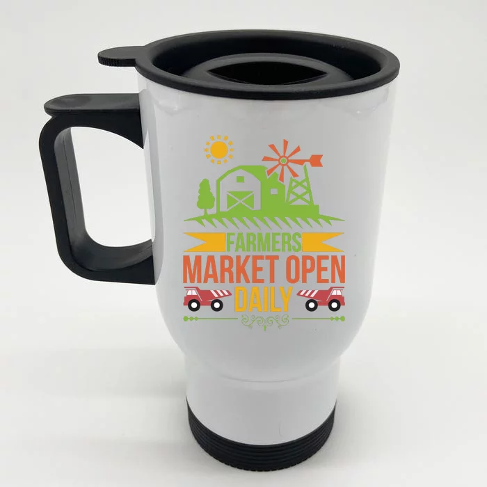 Farmers Market Open Daily Front & Back Stainless Steel Travel Mug