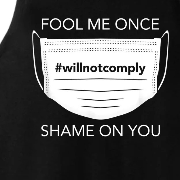 Fool Me Once I Will Not Comply Anti Mask No More Masks Ladies Tri-Blend Wicking Tank