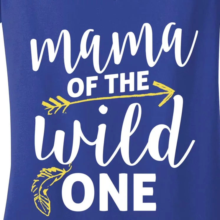 Funny Mama Of The Wild One My Is Crazy Parenting Gift Women's V-Neck T-Shirt