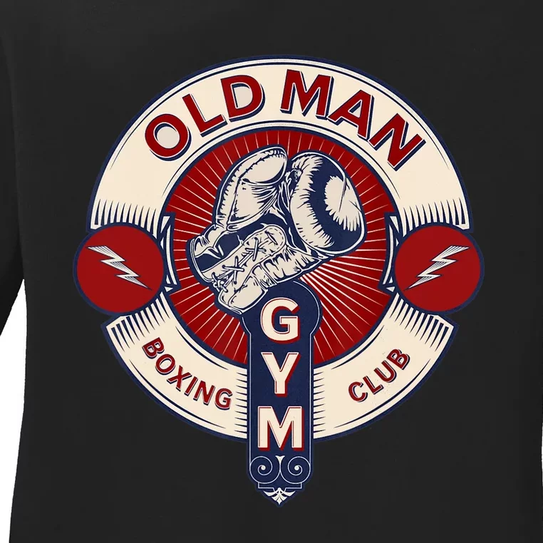 Funny MMA Old Man Boxing Club Combat Sports Ladies Long Sleeve Shirt